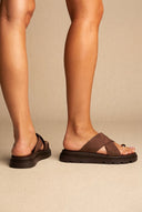 Toe Ring Flatform Sandals - Brown