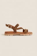 Toe Ring Sandals Side Strap - Taupe Suede