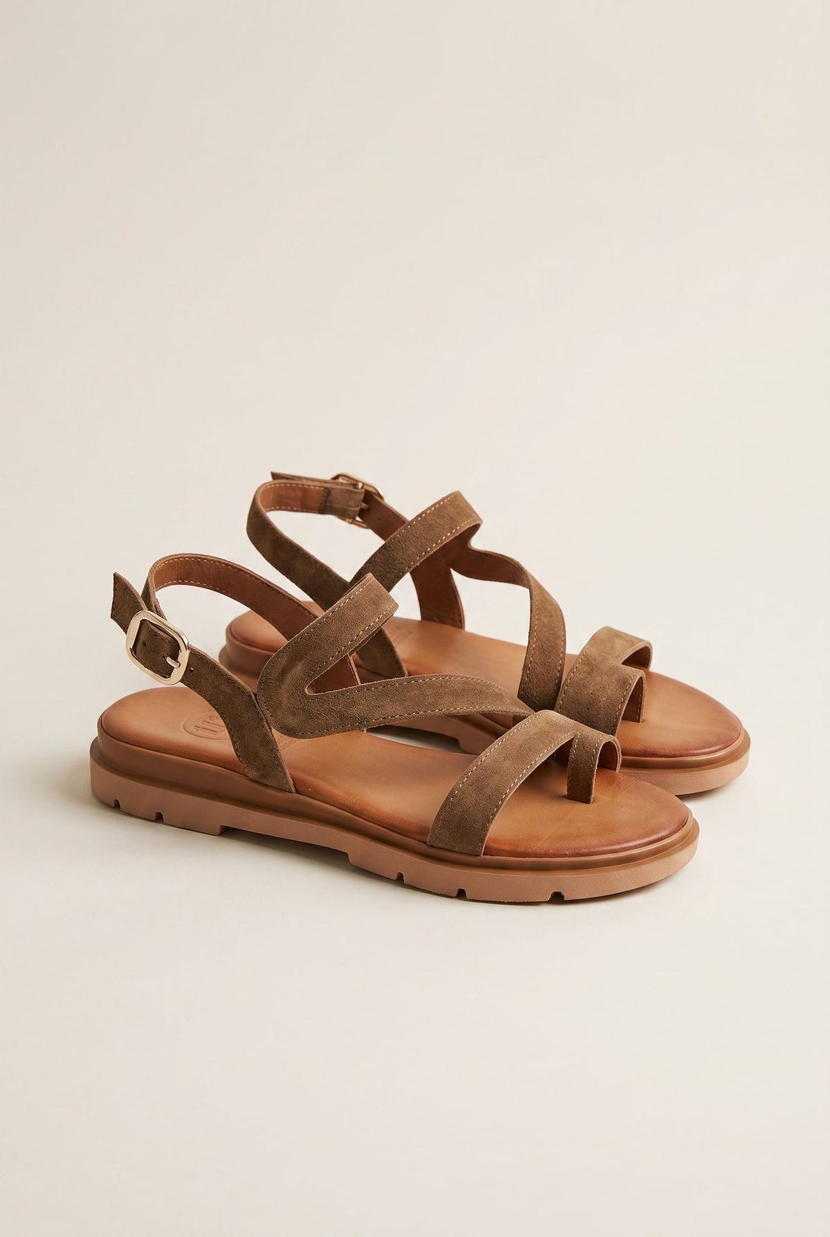 Toe Ring Sandals Side Strap - Taupe Suede-Leather Sandals, Sandals, Shoes, TFP Collection, Women’s Collection, All, Summer Shoes Sale, Summer Sandals Sale, Sales, All but outlet, Last Pieces Shoes, Editor’s Choice, Shoes Sales, Recommended products (Seguno), Gifts 70€ & Under, The Fashion Edit, Last Pieces, Leather Shoes, SS 2026 Collection, TFP/Estil, Sandals New & Selected, Sandals SALE
