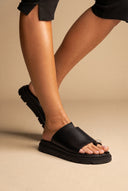 Toe Ring Flatform Sandals - Black Matte-Toe Ring Flatform Sandals - Black Matte
