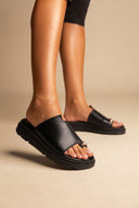Toe Ring Flatform Sandals - Black Matte-Toe Ring Flatform Sandals - Black Matte