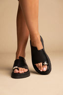 Toe Ring Flatform Sandals - Black Matte-Toe Ring Flatform Sandals - Black Matte
