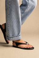 Toe Ring Sandals Metal Detail - Black Matte-Toe Ring Sandals Metal Detail - Black Matte