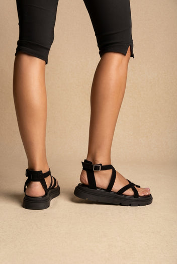 Toe Ring Sandali Crossover - Nero Suede