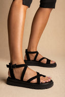 Toe Ring Sandali Crossover - Nero Suede