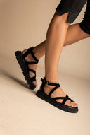 Toe Ring Sandali Crossover - Nero Suede