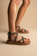 Toe Ring Sandals Crossover - Khaki Green Suede