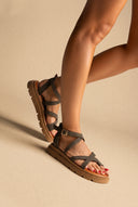 Toe Ring Sandals Crossover - Khaki Green Suede