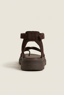 Toe Ring Sandals Crossover - Dark Brown Suede