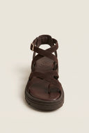Toe Ring Sandals Crossover - Dark Brown Suede