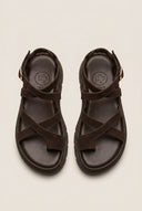 Toe Ring Sandals Crossover - Dark Brown Suede