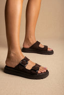 Buckle Sandalen – Brown Veloursleder