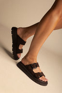 Buckle Sandalen – Brown Veloursleder
