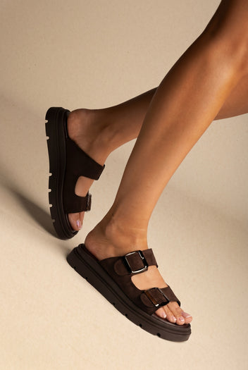fibbia Sandali - Marrone Suede