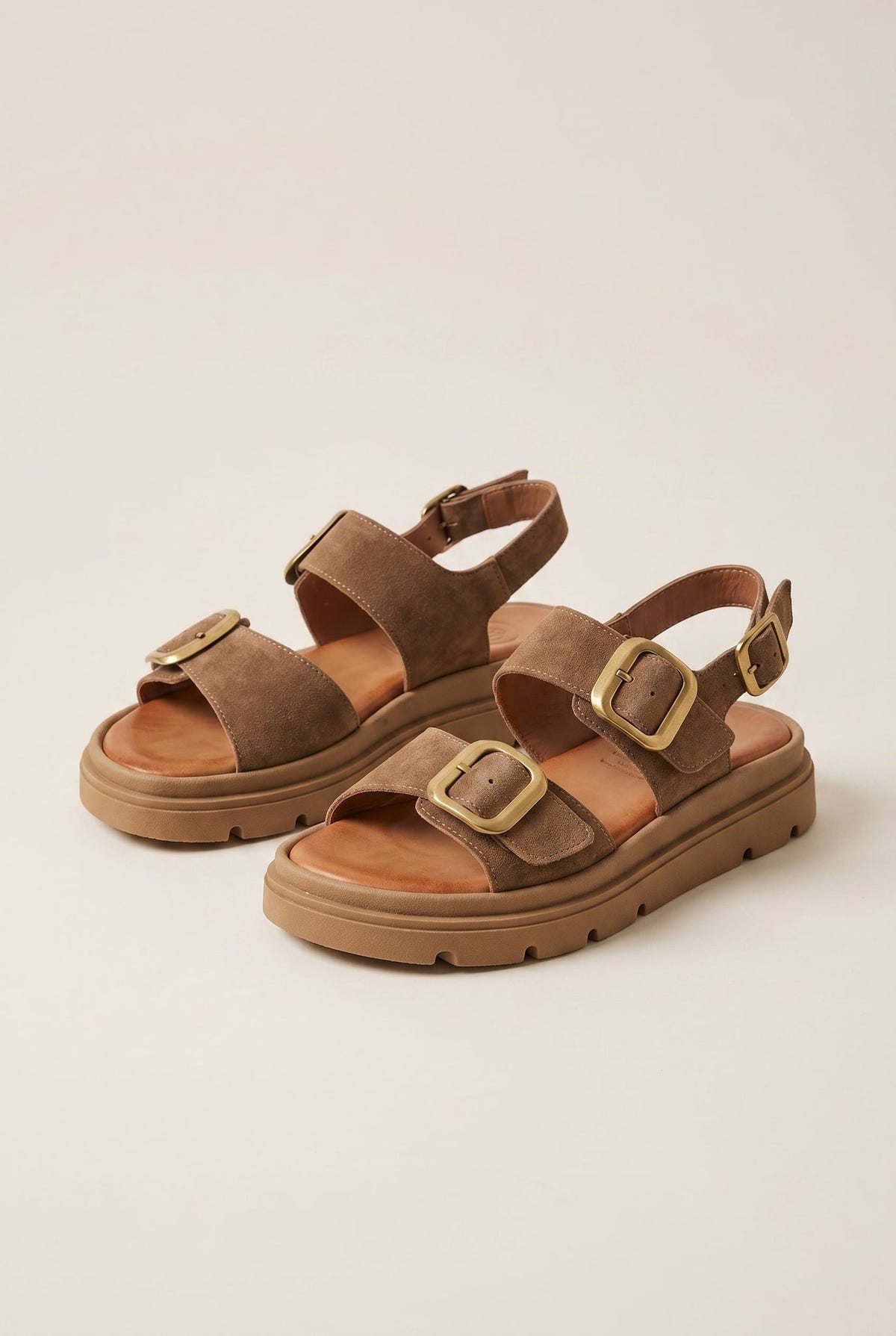 Flatform Sandals Buckle Detail - Taupe Suede-Flatform Sandals, Sandals, Shoes, TFP Collection, Women’s Collection, All, Summer Shoes Sale, Summer Sandals Sale, Sales, All but outlet, Editor’s Choice, Shoes Sales, Recommended products (Seguno), Gifts 70€ & Under, The Fashion Edit, Leather Shoes, SS 2026 Collection, TFP/Estil, Sandals New & Selected, Sandals SALE, Flatform SALE