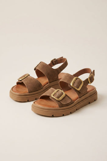 Flatform Sandals Buckle Detail - Taupe Suede-Flatform Sandals, Sandals, Shoes, TFP Collection, Women’s Collection, All, Summer Shoes Sale, Summer Sandals Sale, Sales, All but outlet, Editor’s Choice, Shoes Sales, Recommended products (Seguno), Gifts 70€ & Under, The Fashion Edit, Leather Shoes, SS 2026 Collection, TFP/Estil, Sandals New & Selected, Sandals SALE, Flatform SALE