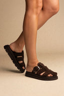 Fisherman Flatform Sandals - Brown Suede