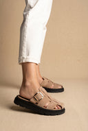 Sandales Fisherman Flatform - Beige en suédine