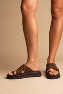 Flatform Sandals Crossover - Leopard suede