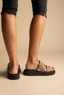 Toe Ring Flatform Sandals - Khaki