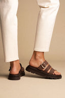 Toe Ring Flatform Sandals - Brown