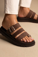 Toe Ring Flatform Sandals - Brown-Toe Ring Flatform Sandals - Brown