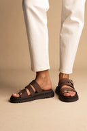Toe Ring Flatform Sandals - Brown-Toe Ring Flatform Sandals - Brown
