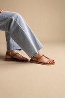 T Strap Sandals Buckle Closure - Khaki Green Suede