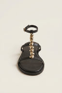 Sandals Ankle Strap Metal Detail - Black Matte