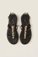 Sandals Ankle Strap Metal Detail - Black Matte