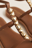 Sandals Ankle Strap Metal Detail - Brown Matte