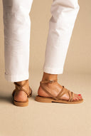 Strappy Sandals Buckle Closure - Beige Suede