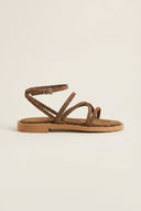 Strappy Sandals Buckle Closure - Khaki Green Suede