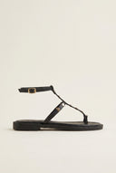 Toe Ring Sandals Ankle Strap - Black Matte