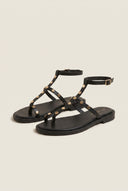 Toe Ring Sandals Ankle Strap - Black Matte