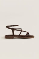 Strappy Sandals Ankle Strap - Brown Suede