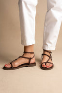 Strappy Sandals Ankle Strap - Brown Suede