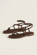 Strappy Sandals Ankle Strap - Brown Suede