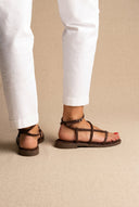 Strappy Sandals Ankle Strap - Brown Suede