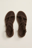 Strappy Sandals Ankle Strap - Brown Suede