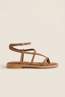 Strappy Sandals Ankle Strap - Beige Suede