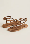 Strappy Sandals Ankle Strap - Beige Suede