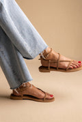 Sandalias de tiras con correa al tobillo - Ante beige