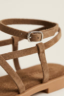 Strappy Sandals Ankle Strap - Beige Suede