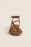 Strappy Sandals Ankle Strap - Khaki Green Suede