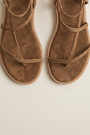 Strappy Sandals Ankle Strap - Khaki Green Suede