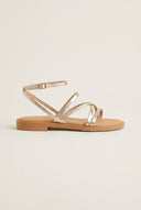 Strappy Sandals Buckle Closure - Light Gold