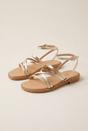 Strappy Sandals Buckle Closure - Light Gold