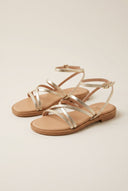Strappy Sandals Buckle Closure - Light Gold
