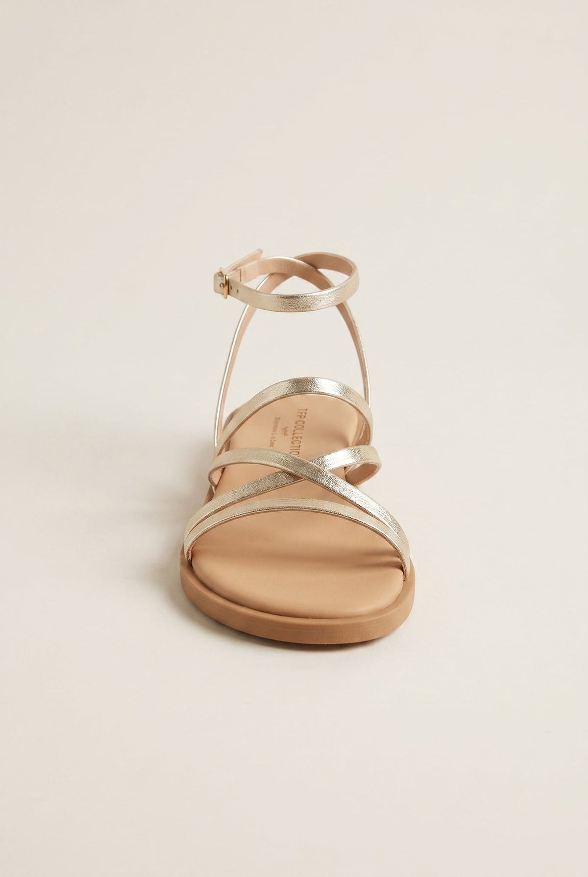 Strappy Sandals Buckle Closure - Light Gold